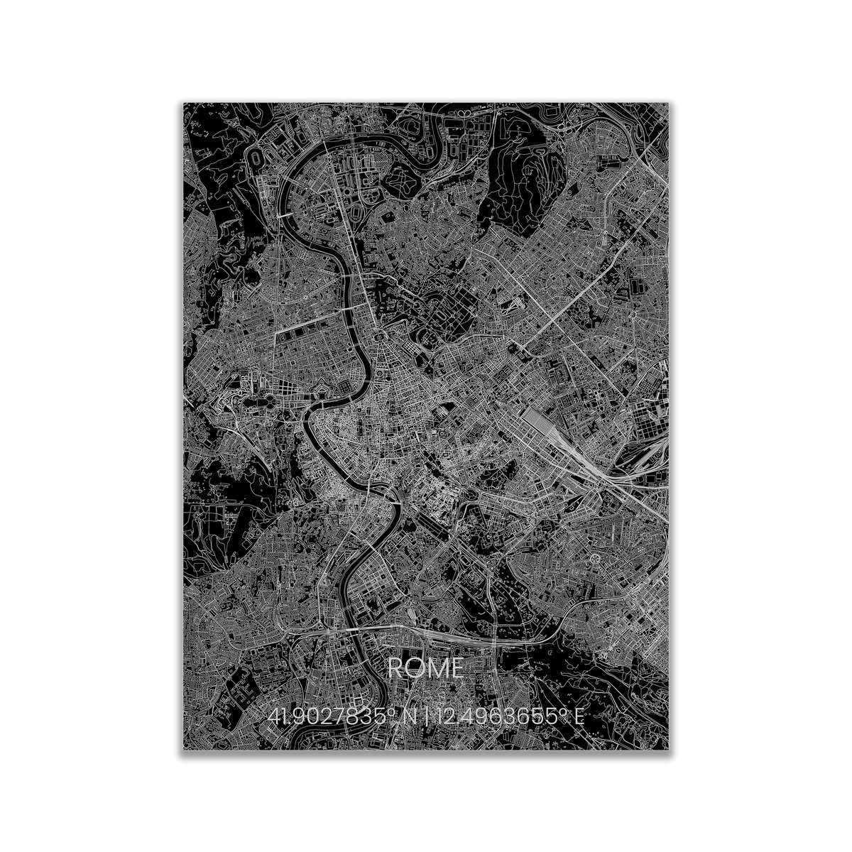 Wanddecoratie aluminium stadsplattegrond Rome – Brandthout Dutch Designart